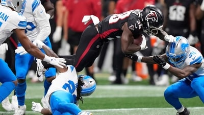Detroit Lions safety Morice Norris (26) is hit in the helmet by Atlanta Falcons running back Nathan Carter (38) during the second half of an NFL preseason football game Friday, Aug. 8, 2025, in Atlanta. (AP) Detroit Lions safety Morice Norris (26) is hit in the helmet by Atlanta Falcons running back Nathan Carter (38) during the second half of an NFL preseason football game Friday, Aug. 8, 2025, in Atlanta. (AP)