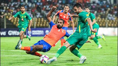 FC Goa’s Sandesh Jhingan in action against Al-Seeb on Wednesday. (Nikhil Patil/AFC) FC Goa’s Sandesh Jhingan in action against Al-Seeb on Wednesday. (Nikhil Patil/AFC)