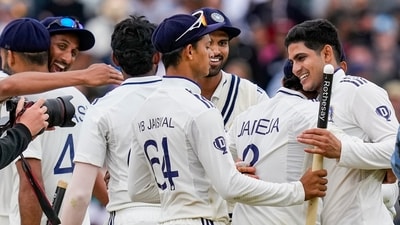India's captain Shubman Gill, with teammates, celebrates following India's win in the fifth Test match against England at The Oval (PTI) India's captain Shubman Gill, with teammates, celebrates following India's win in the fifth Test match against England at The Oval (PTI)