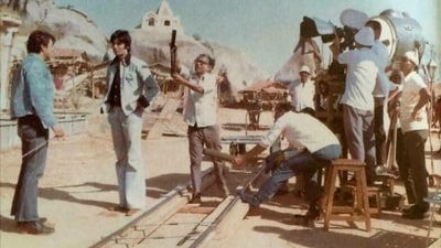 Sholay was shot in the rocky terrain of Ramanagara, Karnataka, with Dharmendra and Amitabh pictured giving a shot. Sholay was shot in the rocky terrain of Ramanagara, Karnataka, with Dharmendra and Amitabh pictured giving a shot.