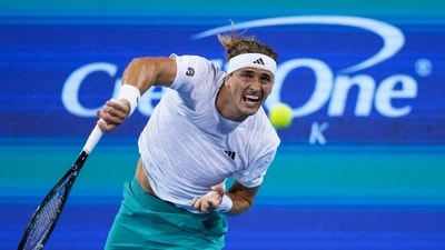 Alexander Zverev (GER) serves in the Cincinnati Open at the Lindner Family Tennis Center. (IMAGN IMAGES via Reuters Connect)