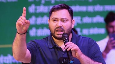 Tejashwi Yadav said that the people of the BJP are being given not one, but two EPIC numbers for themselves, in one Vidhan Sabha only." (HT File)