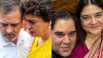 (Left) LoP in the Lok Sabha and Congress leader Rahul Gandhi with party MP Priyanka Gandhi Vadra; Ex-BJP MPs Maneka Gandhi and Varun Gandhi. (PTI file) (Left) LoP in the Lok Sabha and Congress leader Rahul Gandhi with party MP Priyanka Gandhi Vadra; Ex-BJP MPs Maneka Gandhi and Varun Gandhi. (PTI file)
