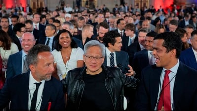 Nvidia CEO Jensen Huang at an AI summit Nvidia CEO Jensen Huang at an AI summit
