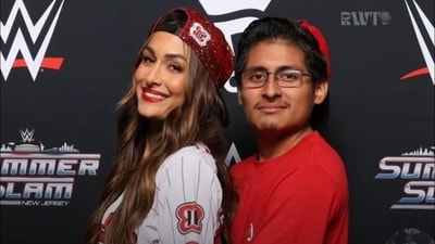 Nikki Bella, with a fan, Brian Lema (Brian Lema/Instagram) Nikki Bella, with a fan, Brian Lema (Brian Lema/Instagram)