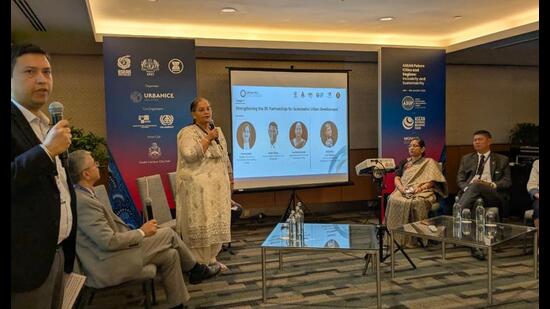 Lucknow mayor Sushma Kharkwal at the ASEAN 2025 in Kuala Lumpur. (Sourced)