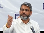 Kalyan Chaubey during a press conference for the AIFF.