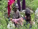 A survivor of the flash floods that occurred by the banks of the Chashoti Nullah following a cloudburst in Kishtwar on Thursday. 
