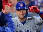 Chicago Cubs catcher Miguel Amaya .
