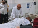 UPCC chief Ajay Rai visits Prof Murthy at BHU Trauma Centre in Varanasi on Wednesday 
