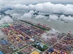 Containers are seen at the port in Nanjing, in China�s eastern Jiangsu province on August 12, Containers are seen at the port in Nanjing, in China�s eastern Jiangsu province on August 12,