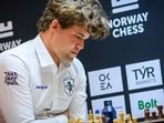 Magnus Carlsen on way to beating world champion D Gukesh in the opening round of the Norway Chess on Monday. (Norway Chess) Magnus Carlsen on way to beating world champion D Gukesh in the opening round of the Norway Chess on Monday. (Norway Chess)