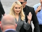 Sabrina Carpenter arrives for Dior Homme's Menswear Ready-to-wear Spring-Summer 2026 collection fashion show (AFP)