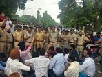 Students in front of the administration block at Panjab University on Wednesday. (HT Photo) Students in front of the administration block at Panjab University on Wednesday. (HT Photo)
