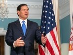 US Secretary of State Marco Rubio answers a reporter's question