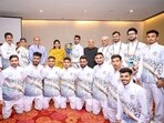 India's Kho Kho stars celebrate their victory at the Kho Kho World Cup in New Delhi.