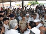Yadav, who was leading the group of traders and delivered a speech, has regretted his remarks. (Sakib Ali/HT Photos)