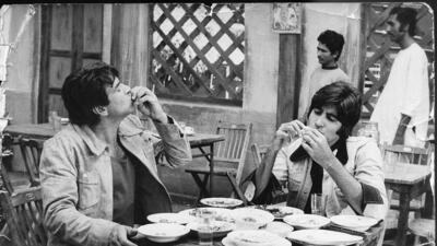 A still From Movie Sholay Cast Amitabh Bachchan and Dharmendra - HT Photo.