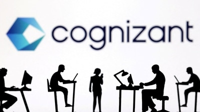 Figurines with computers and smartphones are seen in front of Cognizant's logo in this illustration taken (REUTERS)