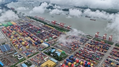 Containers are seen at the port in Nanjing, in China�s eastern Jiangsu province on August 12, (AFP) Containers are seen at the port in Nanjing, in China�s eastern Jiangsu province on August 12, (AFP)