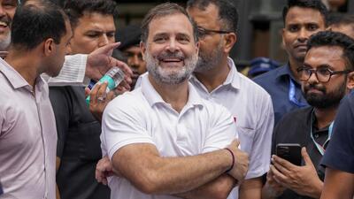 Congress MP Rahul Gandhi during a protest march in New Delhi on August 11. (PTI) Congress MP Rahul Gandhi during a protest march in New Delhi on August 11. (PTI)