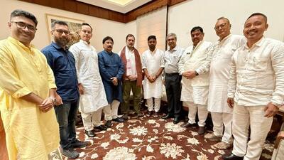 Leaders from Assam Jatiya Parishad (AJP), a regional party in Assam, met Congress MP and leader of opposition in Lok Sabha Rahul Gandhi, in Delhi. (@INCAssam) Leaders from Assam Jatiya Parishad (AJP), a regional party in Assam, met Congress MP and leader of opposition in Lok Sabha Rahul Gandhi, in Delhi. (@INCAssam)