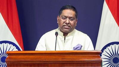 MEA spokesperson Randhir Jaiswal addresses a press conference, in New Delhi on Thursday. (ANI) MEA spokesperson Randhir Jaiswal addresses a press conference, in New Delhi on Thursday. (ANI)
