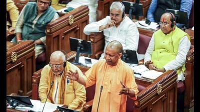 UP CM Yogi Adityanath speaks in the state assembly during the monsoon session, in Lucknow on Thursday. (ANI Photo) UP CM Yogi Adityanath speaks in the state assembly during the monsoon session, in Lucknow on Thursday. (ANI Photo)