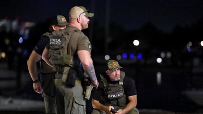 Members of the DEA and Police patrol at The Wharf after U.S. President Donald Trump's announcement of the federal take over of the Metropolitan Police Department under the Home Rule Act and the deployment of the National Guard to assist in crime prevention in the nation's capital, in Washington, D.C., U.S., August 13, 2025. REUTERS/Evelyn Hockstein (REUTERS)