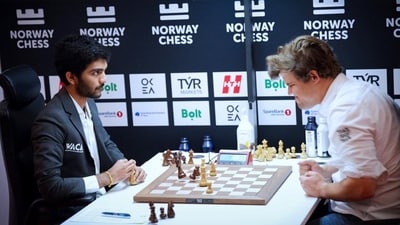 D Gukesh and Magnus Carlsen during Norway Chess. (HT_PRINT) D Gukesh and Magnus Carlsen during Norway Chess. (HT_PRINT)