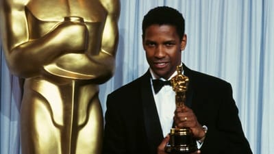 Denzel Washington winning his Oscar Denzel Washington winning his Oscar