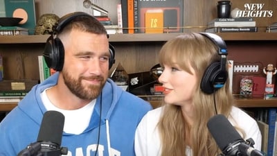 Taylor Swift and Travis Kelce on the New Heights podcast. (YouTube/New Heights) Taylor Swift and Travis Kelce on the New Heights podcast. (YouTube/New Heights)
