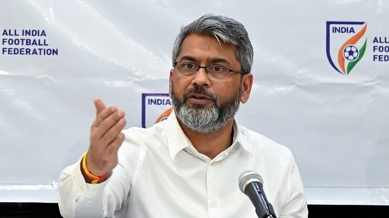 Kalyan Chaubey during a press conference for the AIFF. (HT_PRINT)