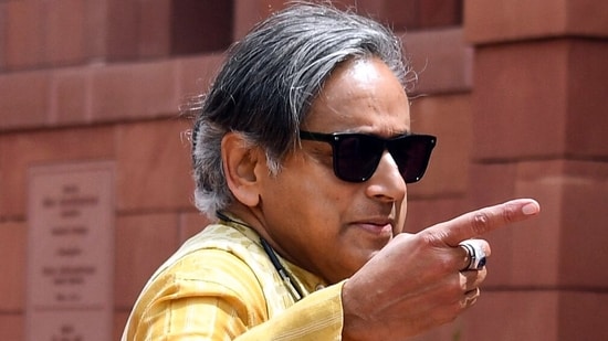 Congress MP Shashi Tharoor at Parliament in New Delhi. (ANI File)