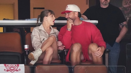 Taylor Swift and Travis Kelce revealed that coach Andy Reid was behind orchestrating their romance, on the New Heights podcast. (AP)