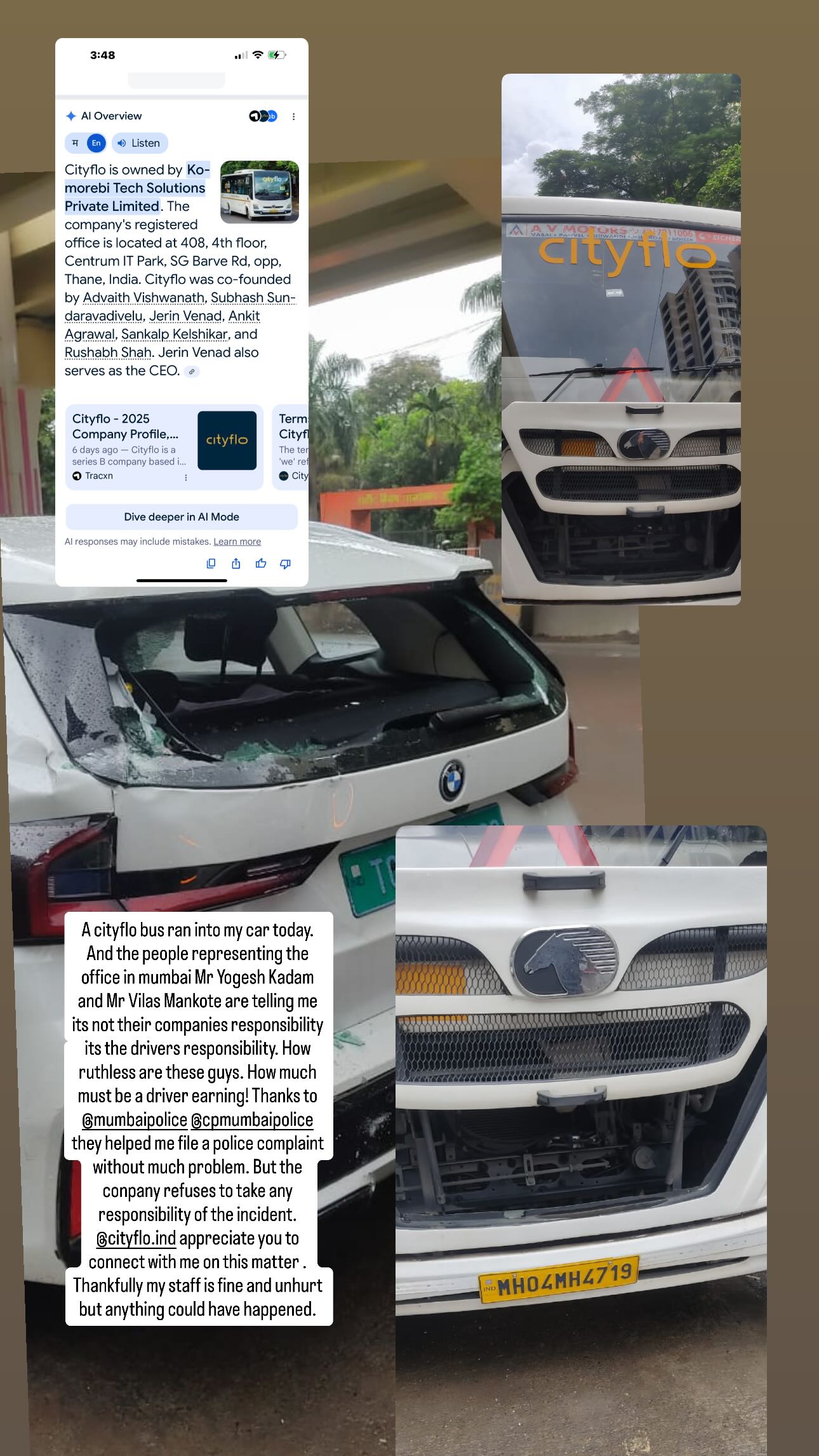 Shilpa shared images of her car after the accident on Instagram. Shilpa shared images of her car after the accident on Instagram.