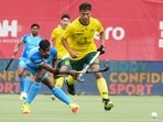 India's Sumit in action during his team's match against Australia in Antwerp during the FIH Pro League. India's Sumit in action during his team's match against Australia in Antwerp during the FIH Pro League.