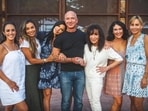 Amazon founder Jeff Bezos with his mother Jacklyn (R) and wife Lauren (L)
