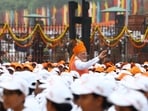 Modi also pointed to the rising participation of women through self-help groups (SHGs) and the government’s flagship Namo Drone Didi scheme. (REUTERS) Modi also pointed to the rising participation of women through self-help groups (SHGs) and the government’s flagship Namo Drone Didi scheme. (REUTERS)