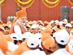 Prime Minister Narendra Modi with children at the Red Fort on the 79th Independence Day on Friday. (HT Photo) Prime Minister Narendra Modi with children at the Red Fort on the 79th Independence Day on Friday. (HT Photo)