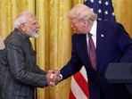 US President Donald Trump and Prime Minister Narendra Modi shake hands as they attend a joint press conference at the White House in Washington, D.C.