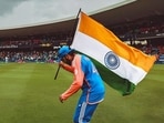 Rohit Sharma hoisting the Indian flag after T20 World Cup win in Barbados Rohit Sharma hoisting the Indian flag after T20 World Cup win in Barbados