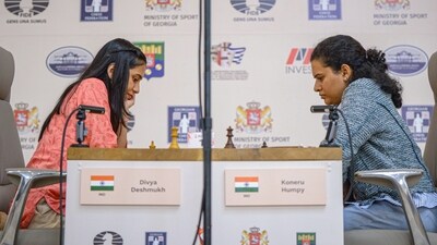 Divya Deshmukh defeats Humpy Koneru to win the 2025 FIDE Women's World Cup, in Batumi. (@FIDE_chess X) Divya Deshmukh defeats Humpy Koneru to win the 2025 FIDE Women's World Cup, in Batumi. (@FIDE_chess X)