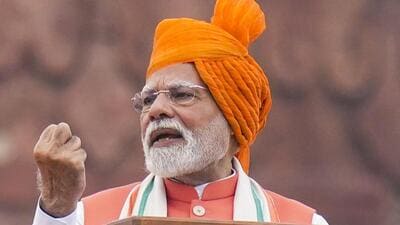 From today, under the PM Viksit Bharat Rozgar Yojana, our sons and daughters getting their first job in the private sector will be given ₹15,000, Modi said. (PTI) From today, under the PM Viksit Bharat Rozgar Yojana, our sons and daughters getting their first job in the private sector will be given ₹15,000, Modi said. (PTI)