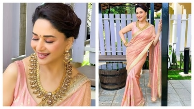 Madhuri Dixit is pretty in peach in latest photoshoot. Madhuri Dixit is pretty in peach in latest photoshoot.