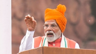 New Delhi: Prime Minister Narendra Modi addresses the nation from the Red Fort on the occasion of the 79th Independence Day (PTI) New Delhi: Prime Minister Narendra Modi addresses the nation from the Red Fort on the occasion of the 79th Independence Day (PTI)
