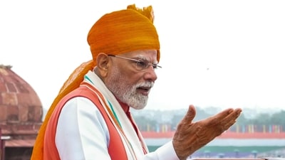 Prime Minister Narendra Modi addresses the nation from the Red Fort on the occasion of the 79th Independence Day. (PTI) Prime Minister Narendra Modi addresses the nation from the Red Fort on the occasion of the 79th Independence Day. (PTI)