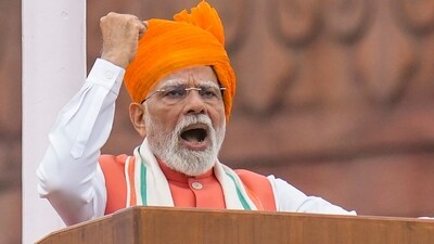 Prime Minister Narendra Modi addresses the nation from the Red Fort on the occasion of the 79th Independence Day in New Delhi on Friday, (PTI) Prime Minister Narendra Modi addresses the nation from the Red Fort on the occasion of the 79th Independence Day in New Delhi on Friday, (PTI)