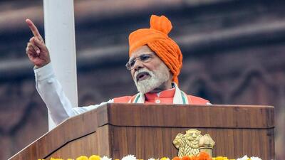 Prime Minister Narendra Modi addresses the nation from the ramparts of Red Fort on 79th Independence Day, in New Delhi on Friday. (ANI) Prime Minister Narendra Modi addresses the nation from the ramparts of Red Fort on 79th Independence Day, in New Delhi on Friday. (ANI)