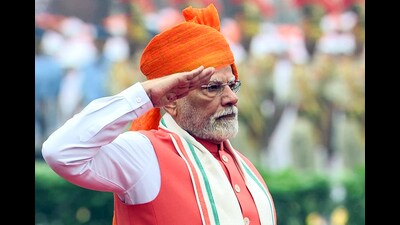 Prime Minister Narendra Modi salutes during address to the nation from the ramparts of Red Fort on 79th Independence Day. (ANI) Prime Minister Narendra Modi salutes during address to the nation from the ramparts of Red Fort on 79th Independence Day. (ANI)